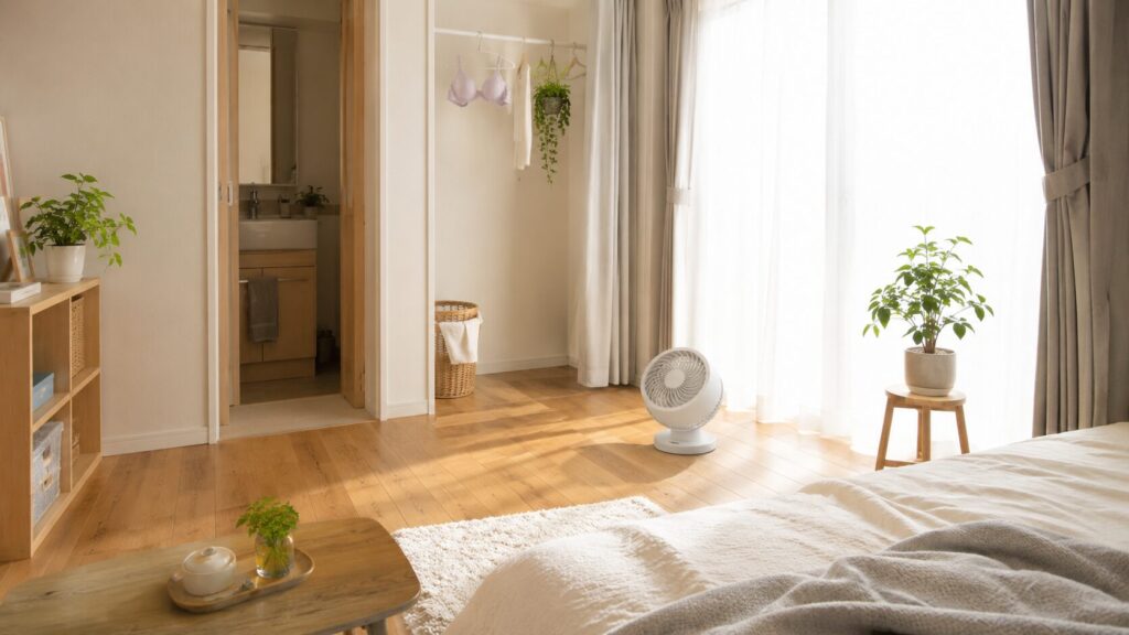 ベランダなしのブラ部屋干し