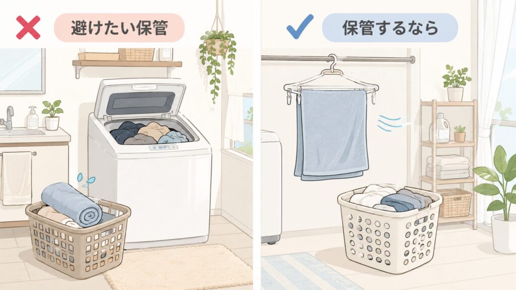 週1回洗濯するときの避けたい保管方法と適切な保管方法