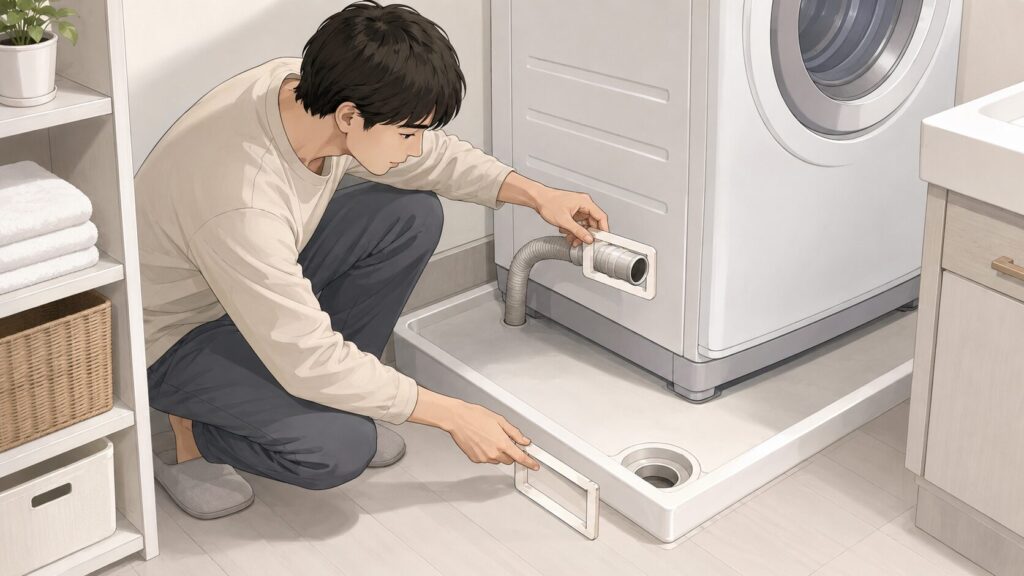 洗濯機エルボを測る2か所