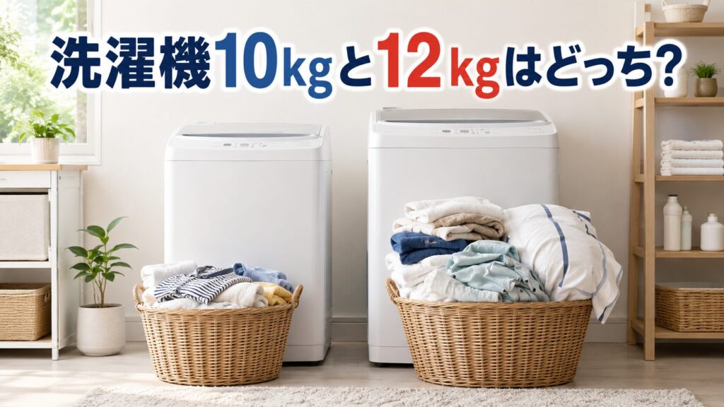 洗濯機10kgと12kgのどちらを選ぶか比較するアイキャッチ画像