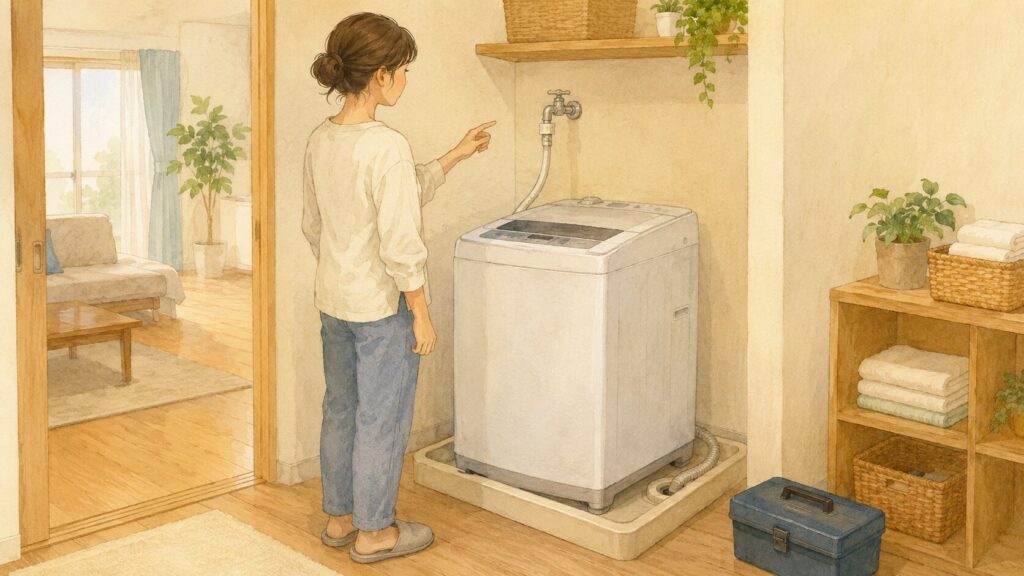洗濯機水栓を自分で確認する範囲