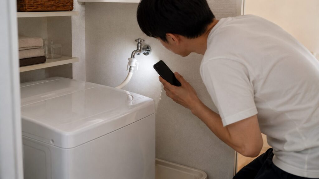 洗濯機水栓の開閉確認