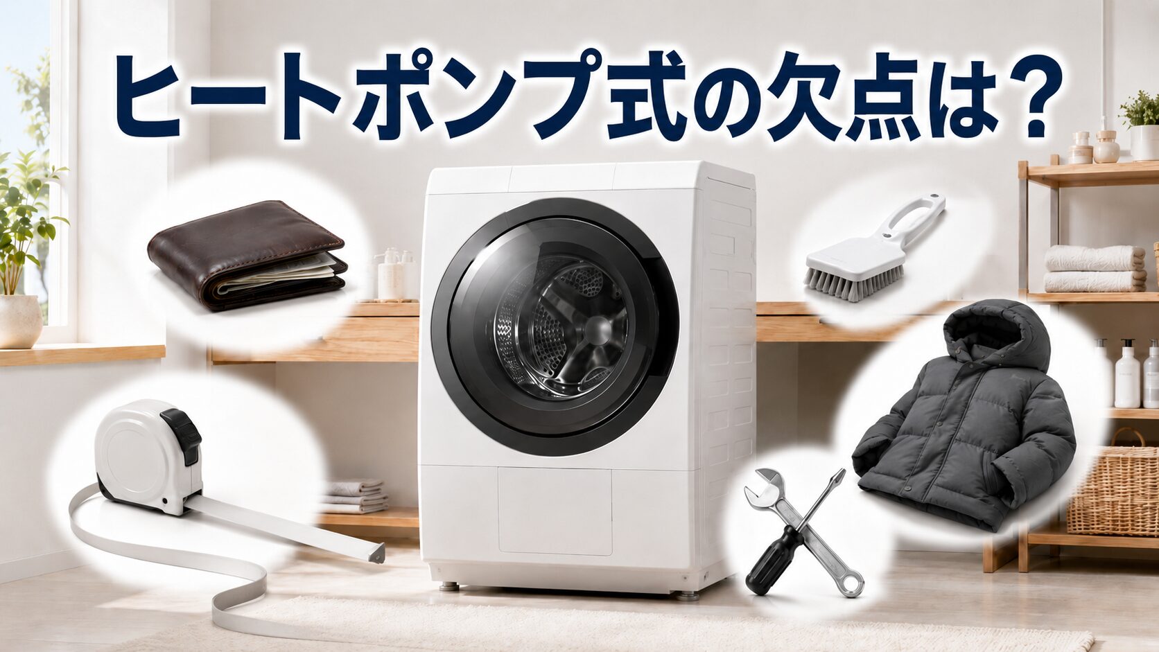 ヒートポンプ式ドラム式洗濯機の欠点とデメリットを表すアイキャッチ画像